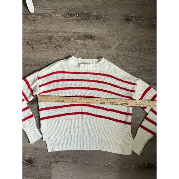 C&C California Red & White Stripe Pullover Lightweight Crew Neck Sweater - Picture 4 of 7